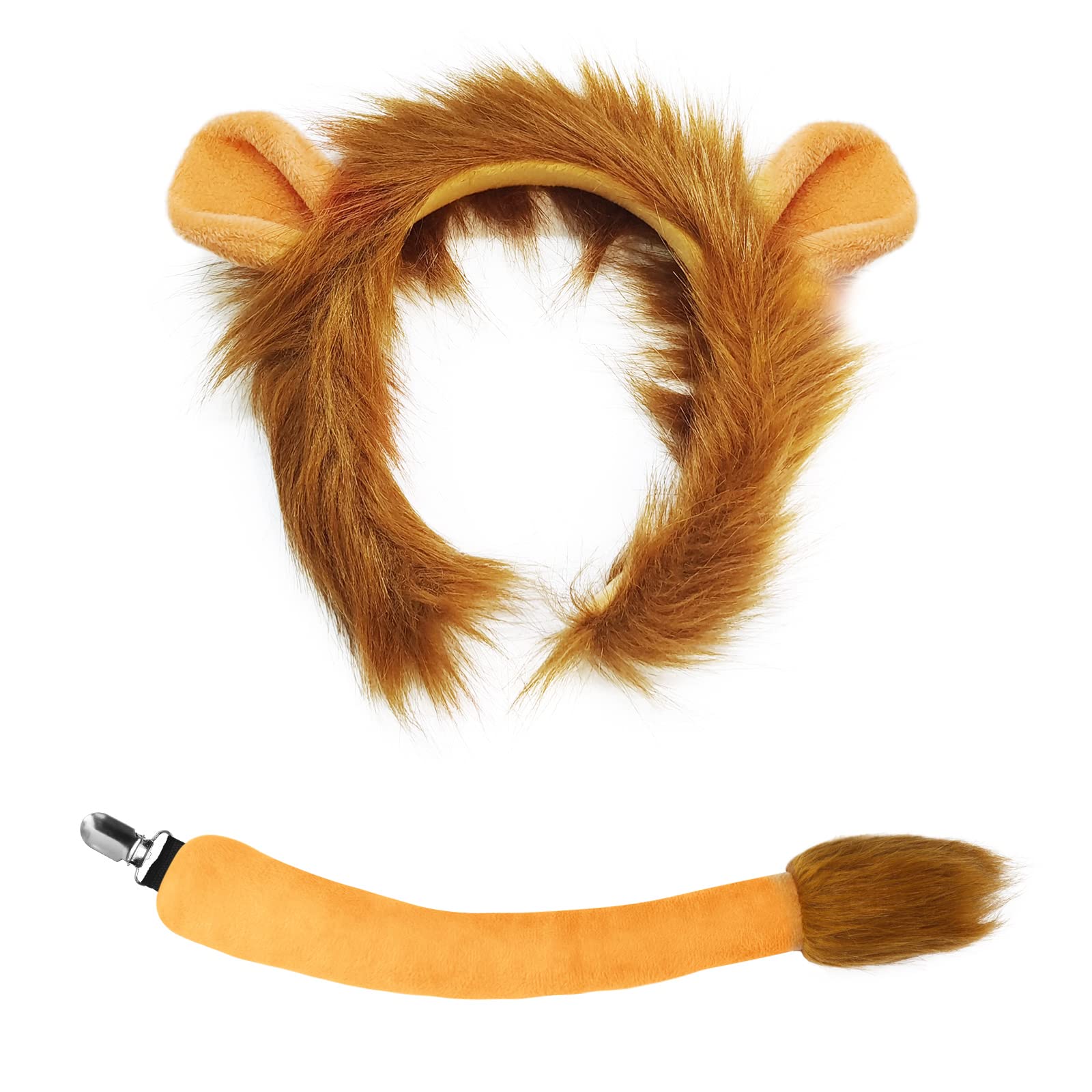 Hyperfun Experience Lion Cow Ears Headband and Tail Set-Funny Lion & Cow Costume